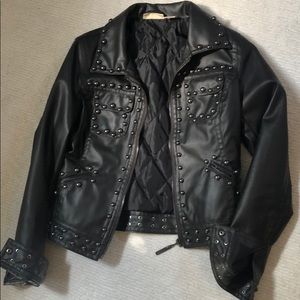 DKNY Faux Studded Leather Jacket